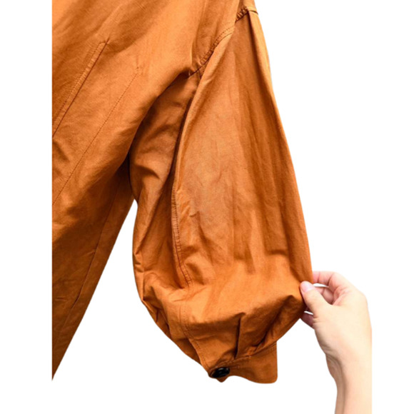 Lafayette 148 New York XL Silk Linen Trench Coat Duster Jacket Burnt Orange - Picture 10 of 11